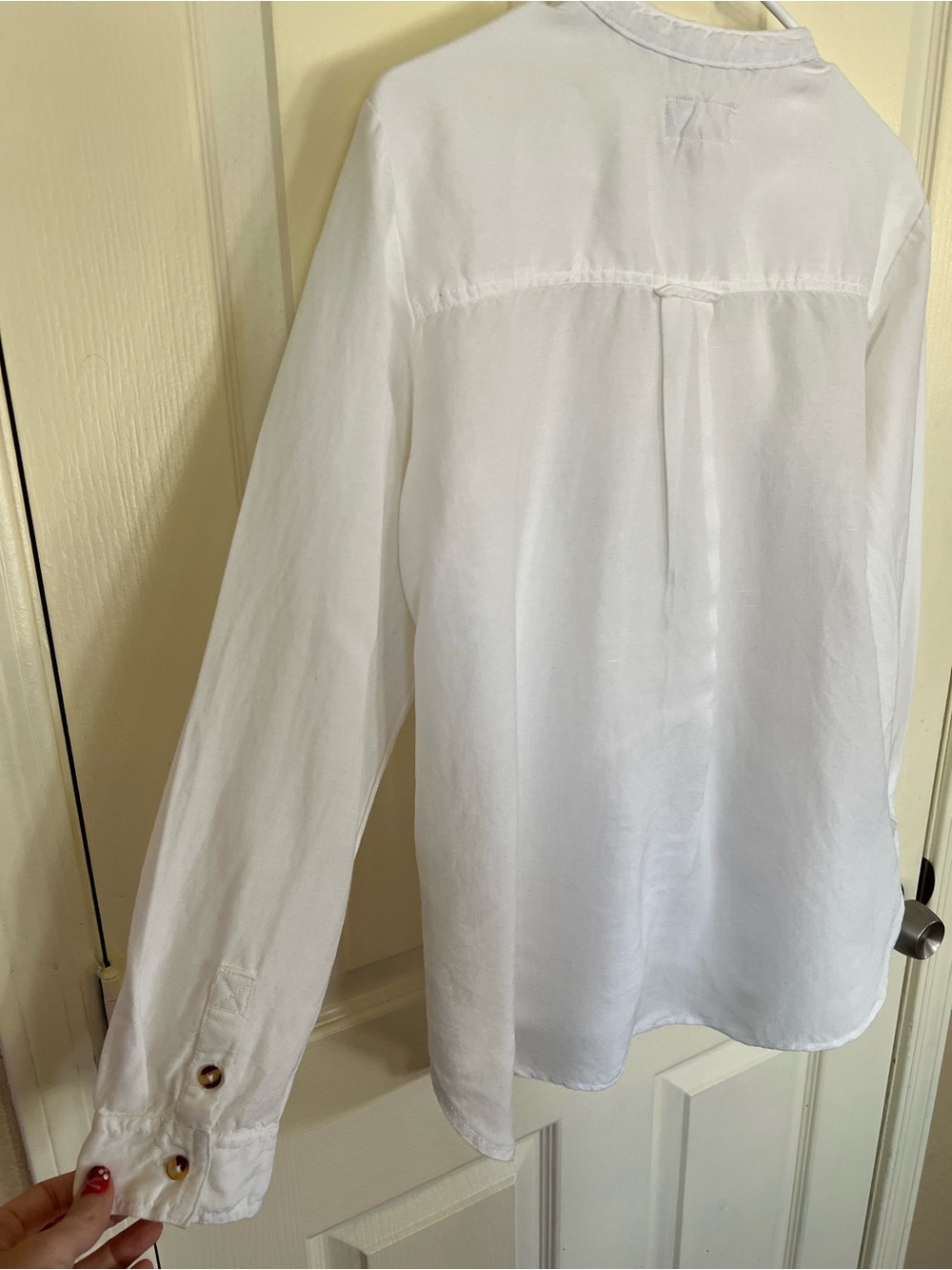 Pilcro Linen Blend White Ruffle Button Front Blouse Top Medium Boho - Picture 12 of 14